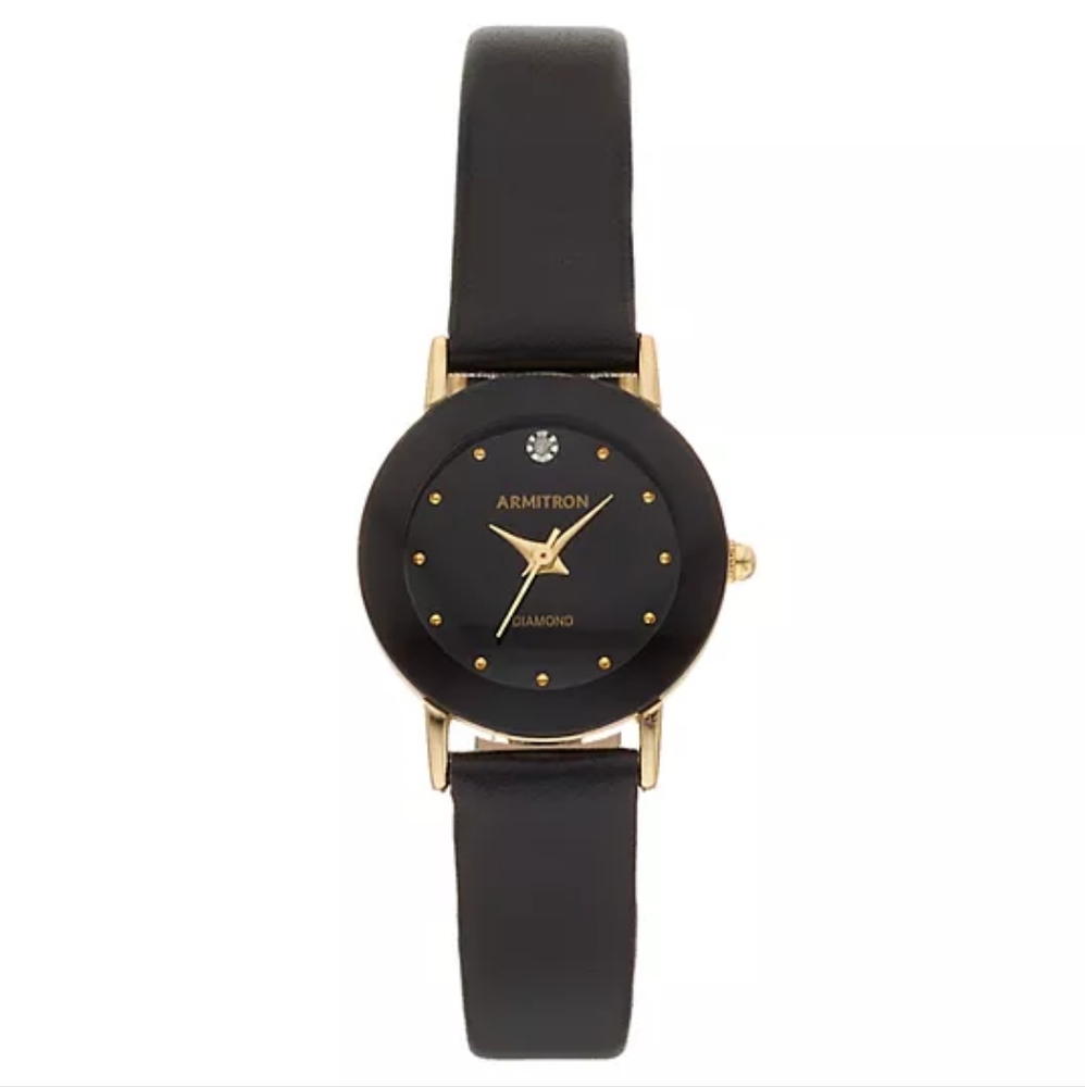 Armitron Women's Diamond‎ Accent Leather Watch 75 2447GP Gold Plated